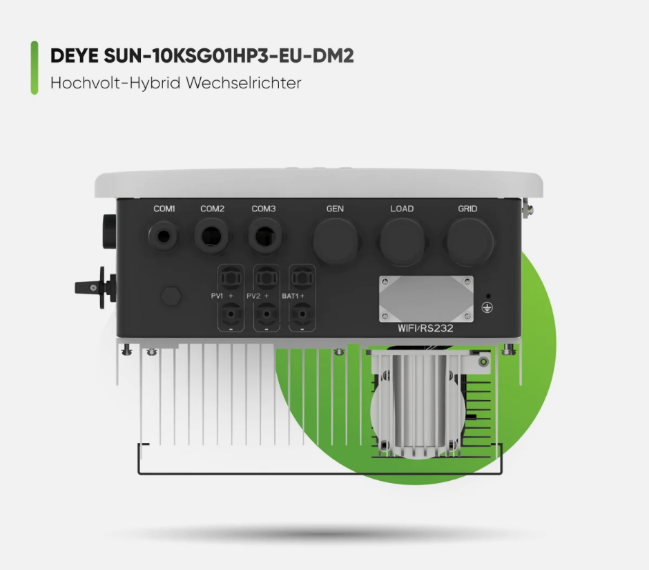 V-TAC SUN-10K-SG01HP3-EU-DM2 10 kW Hybrid-Wechselrichter — Anschlüsse und Wifi/RS232