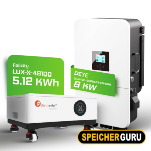 Deye/Felicity Komplettset 8 kW Hybridwechselrichter (SUN-8K-SG05LP3-EU-SM2) & 5,12 kWh Felicity Batteriespeicher