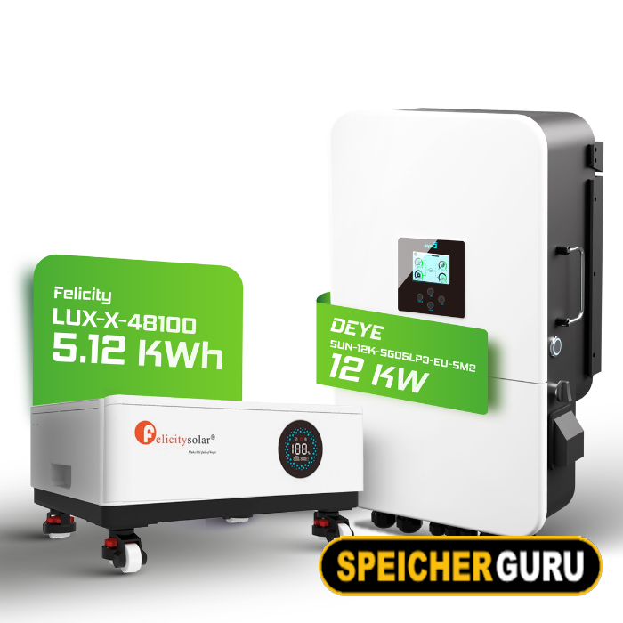 Deye/Felicity Komplettset 12 kW Hybridwechselrichter (SUN-12K-SG04LP3-EU) & 5,12 kWh Felicity Batteriespeicher