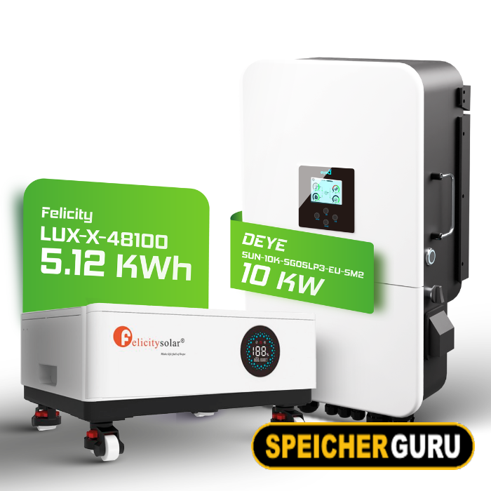 Deye/Felicity Komplettset 10 kW Hybridwechselrichter (SUN-10K-SG05LP3-EU-SM2) & 5,12 kWh Felicity Batteriespeicher