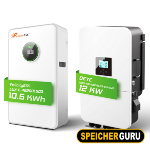 Deye/ Felicity Komplettset 12 kW Hybridwechselrichter (SUN-12K-SG04LP3-EU) & 10,5 kWh LUX-E-48200LG03 Felicity Batteriespeicher