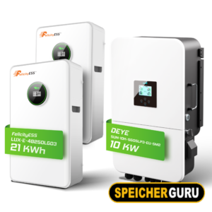 Deye/ Felicity Komplettset 10 kW Hybridwechselrichter (SUN-10K-SG05LP3-EU-SM2) & 21 kWh LUX-E-48200LG03 Felicity Batteriespeicher