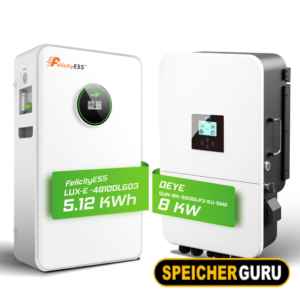 Deye/ Felicity Komplettset 8 kW Hybridwechselrichter (SUN-8K-SG05LP3-EU-SM2) & 5,12 kWh LUX-E-48100LG03 Felicity Batteriespeicher