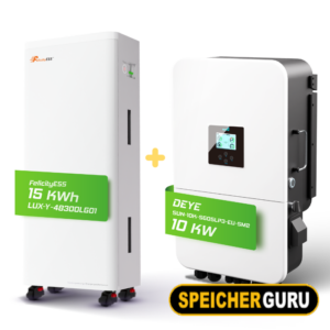 Deye/ Felicity Komplettset 10 kW Hybridwechselrichter (SUN-10K-SG05LP3-EU-SM2) & 15 kWh LUX-Y-48300LG01 Felicity Batteriespeicher