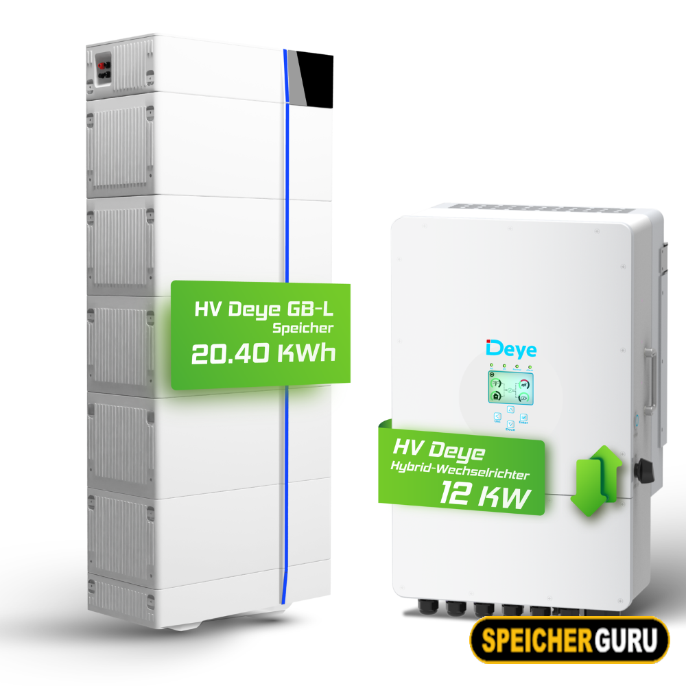 Deye Komplettset 12 kW Hochvolt Hybridwechselrichter (SUN-12K-SG01HP3-EU-AM2) & 20,40 kWh Hochvolt Batteriespeicher Deye GB-L