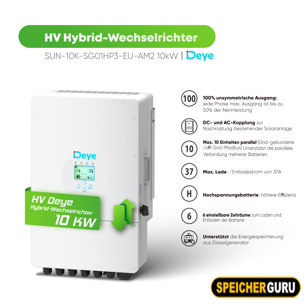 Deye Komplettset 10 kW Hochvolt Hybridwechselrichter (SUN-10K-SG01HP3-EU-AM2) & 16,32 kWh Hochvolt Batteriespeicher Deye GB-L – Bild 4