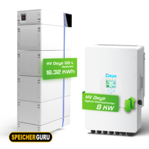 Deye Komplettset 8 kW Hochvolt Hybridwechselrichter (SUN-8K-SG01HP3-EU-AM2) & 16,32 kWh Hochvolt Batteriespeicher Deye GB-L