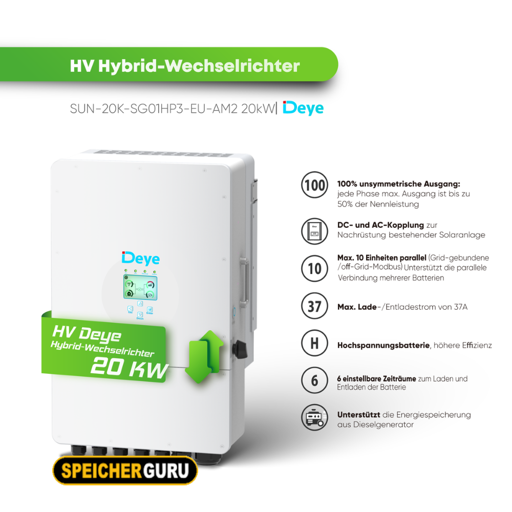 Deye Komplettset 20 kW Hochvolt Hybridwechselrichter (SUN-20K-SG01HP3-EU-AM2) & 24,48 kWh Hochvolt Batteriespeicher Deye GB-L – Bild 4