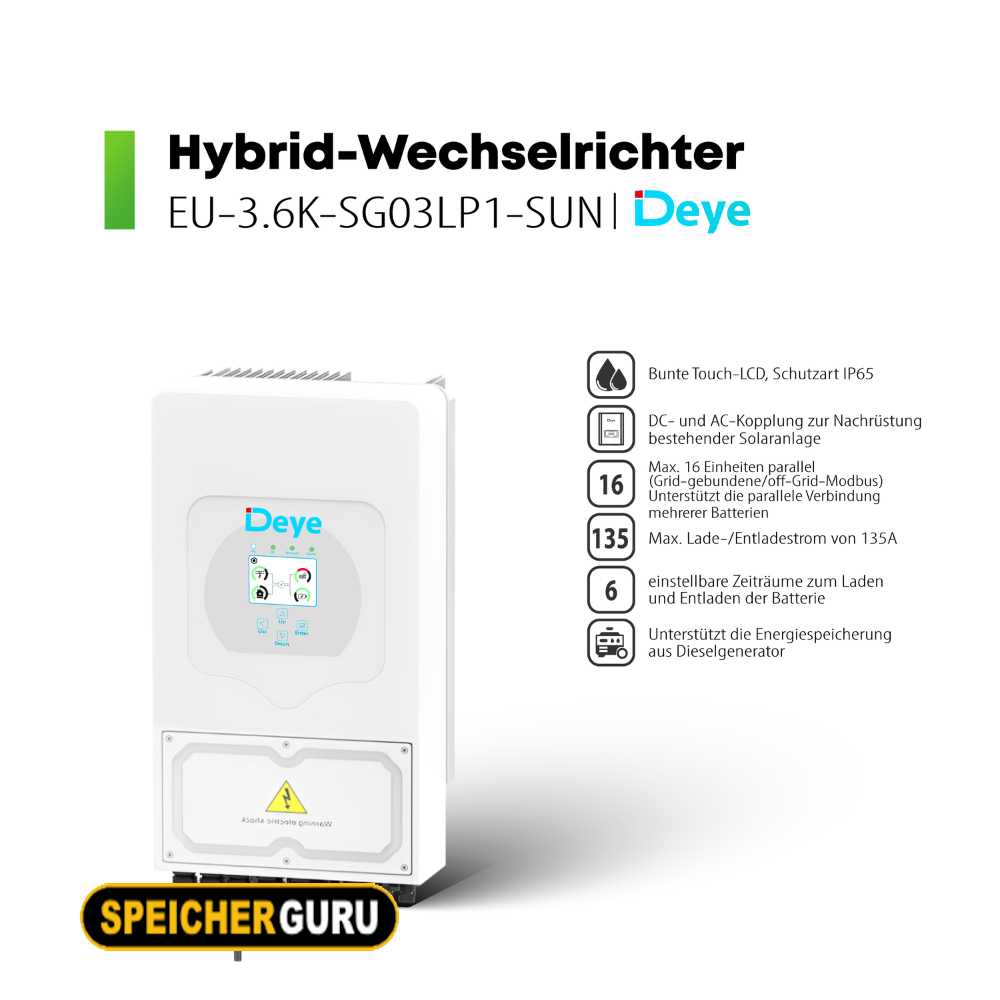 Deye SUN-3.6K-SG03LP1-EU 3,6kW Hybrid-Wechselrichter & 3,6 kWh Batteriespeicher Dyness B3 – Bild 3