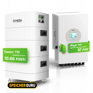 Deye Komplettset 12 kW Hochvolt Hybridwechselrichter (SUN-12K-SG01HP3-EU-AM2) & Dyness Tower T10 10,66 kWh Hochvolt Batteriespeicher