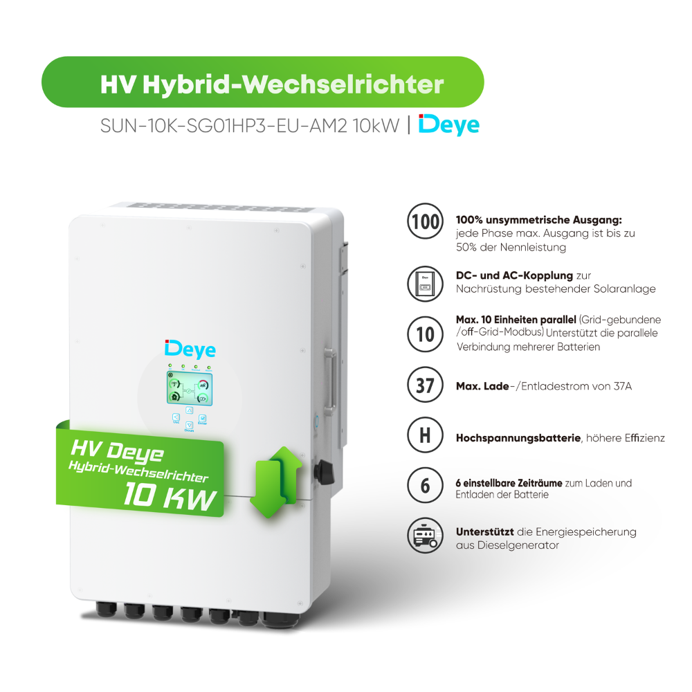 Deye/ Felicity Komplettset 10 kWh Hochvolt Hybridwechselrichter (SUN-10K-SG01HP3-EU-AM2) + Hochvolt Batteriespeicher 20,48 kWh (LUX-X-96050HMG01) – Bild 4