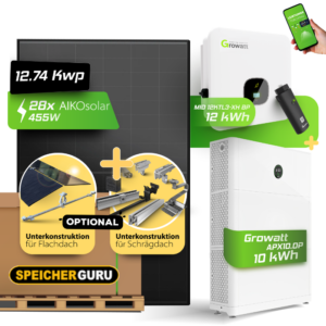 Speicherguru 12,74kW Komplettset Photovoltaikanlage | Bifacial & Fullblack| 12kW Growatt | 10 kWh Speicher