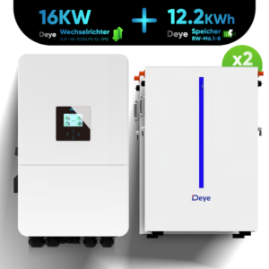 Deye Komplettset 16 kW Hybridwechselrichter SUN-16K-SG05LP3-EU-SM2 & 12,2 kWh Batteriespeicher Deye RW-M6.1-B