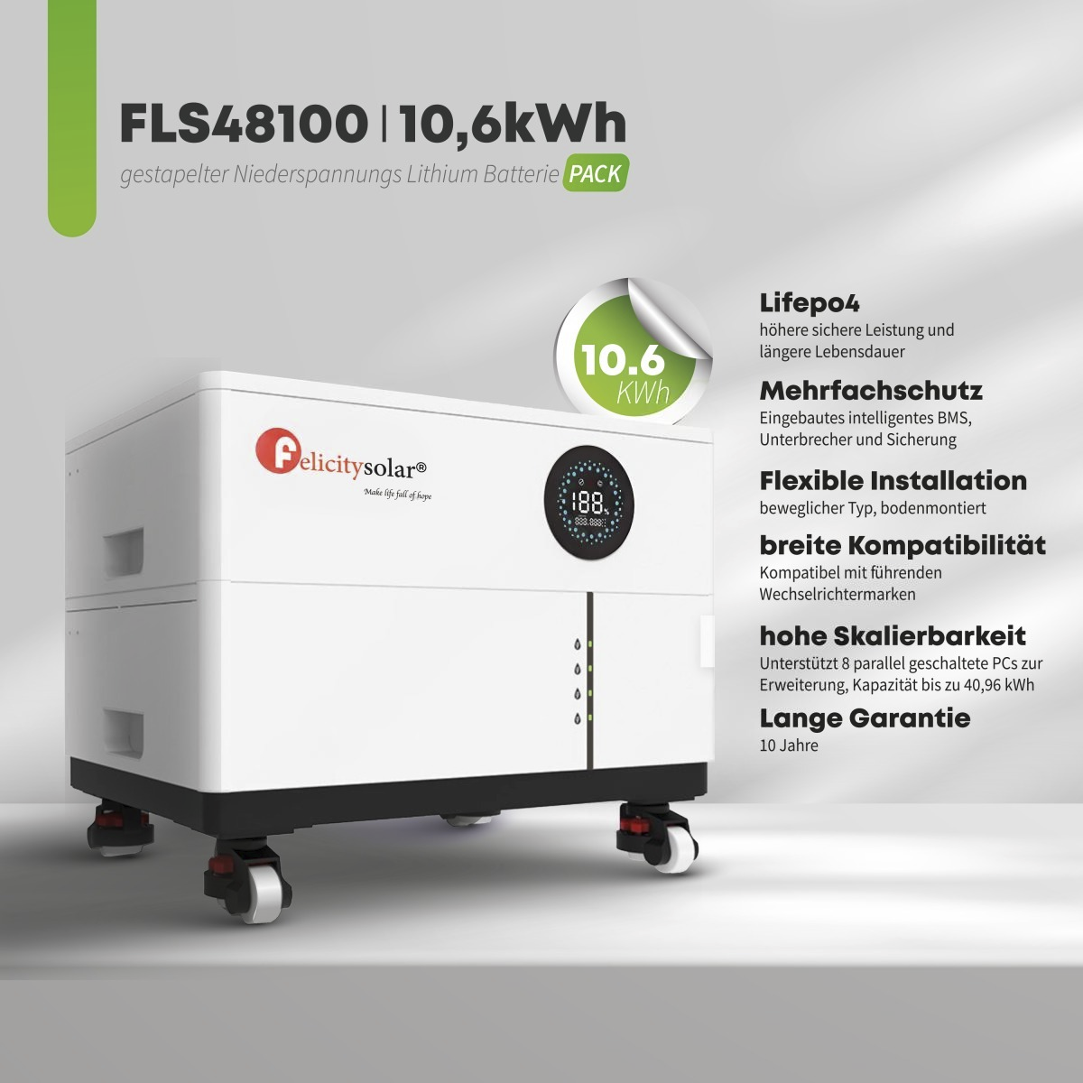 Felicity Stapelspeicher | 15,36 kWh | Erweiterbar | LUX-X-48100LG01 | LiFePO4 | – Bild 4