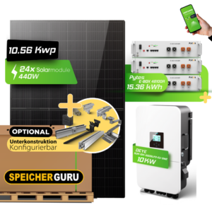 10,56 kWp JA Solar 440W & Deye SUN-10K-SG05LP3-EU-SM2 Hybridwechselrichter mit Pytes E-BOX-48100R 15,36 kWh Speicher