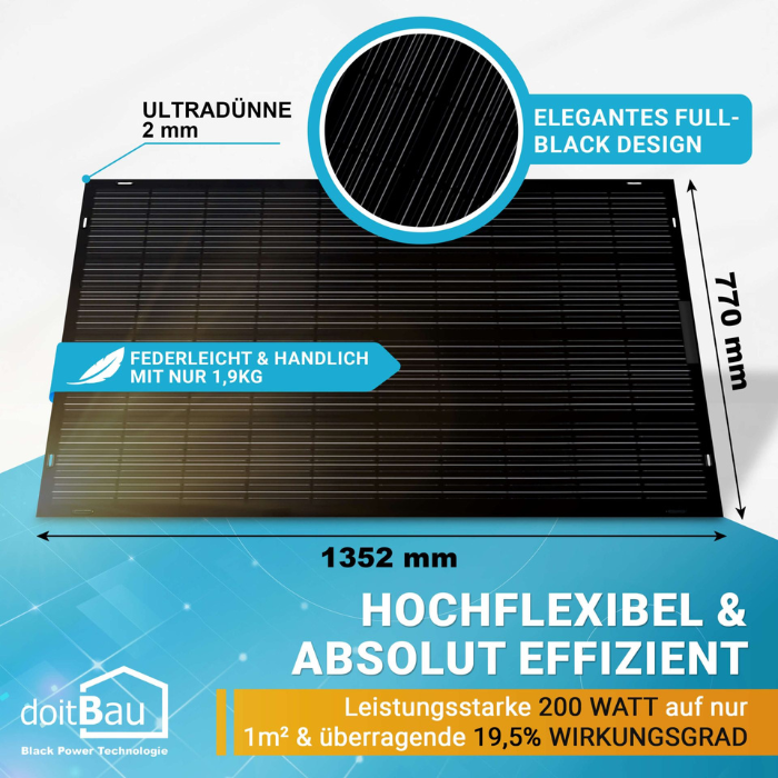 1600W Balkonkraftwerk Set - Flexible doitBau Module (1560Wp) - Hoymiles HMS-1600 – Bild 4