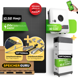 PV-Komplettset 10  kWp mit Fronius SymoGEN24 10.0 Plus und JA Solar oder Aiko Neostar Modulen – Optional mit Speicher