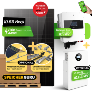 PV-Komplettset 10  kWp mit Chisage ESS Mars-10G2-LE und JA Solar oder Aiko Neostar Modulen – Optional mit Speicher