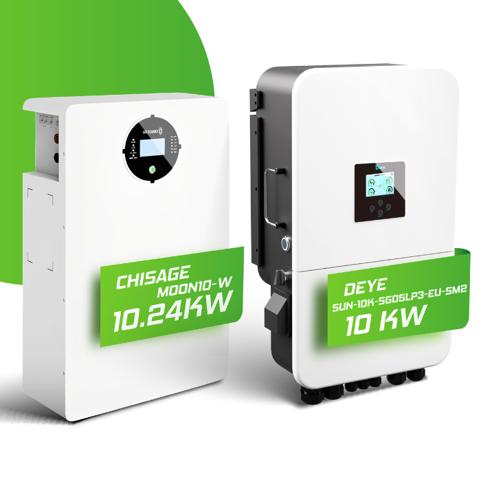 Deye/ Chisage Komplettset 10 kW Hybridwechselrichter ( SUN-10K-SG05LP3-EU-SM2 ) & 10 kWh MOON10-W Chisage Batteriespeicher