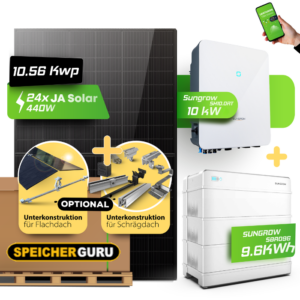 PV-Komplettset 10,56  kWp mit Sungrow SH10.0RT und JA Solar 440W JAM54D41 Modulen – Mit 9,6 kWh Sungrow SBR Speicher