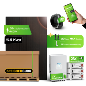 15,84 kWp Photovoltaikanlage Komplettset mit 15 kWh Deye SEG5 Batteriespeicher