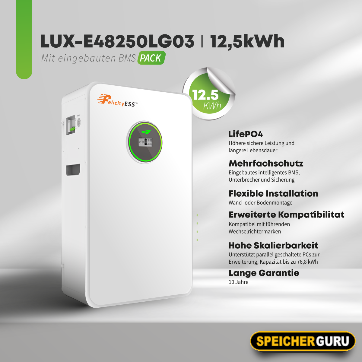 Felicity 12,5kWh Wandspeicher | LUX-E-48250LG03 | Generation 2 | Mit Löschbombe | Versandkostenfrei Aktion – Bild 5